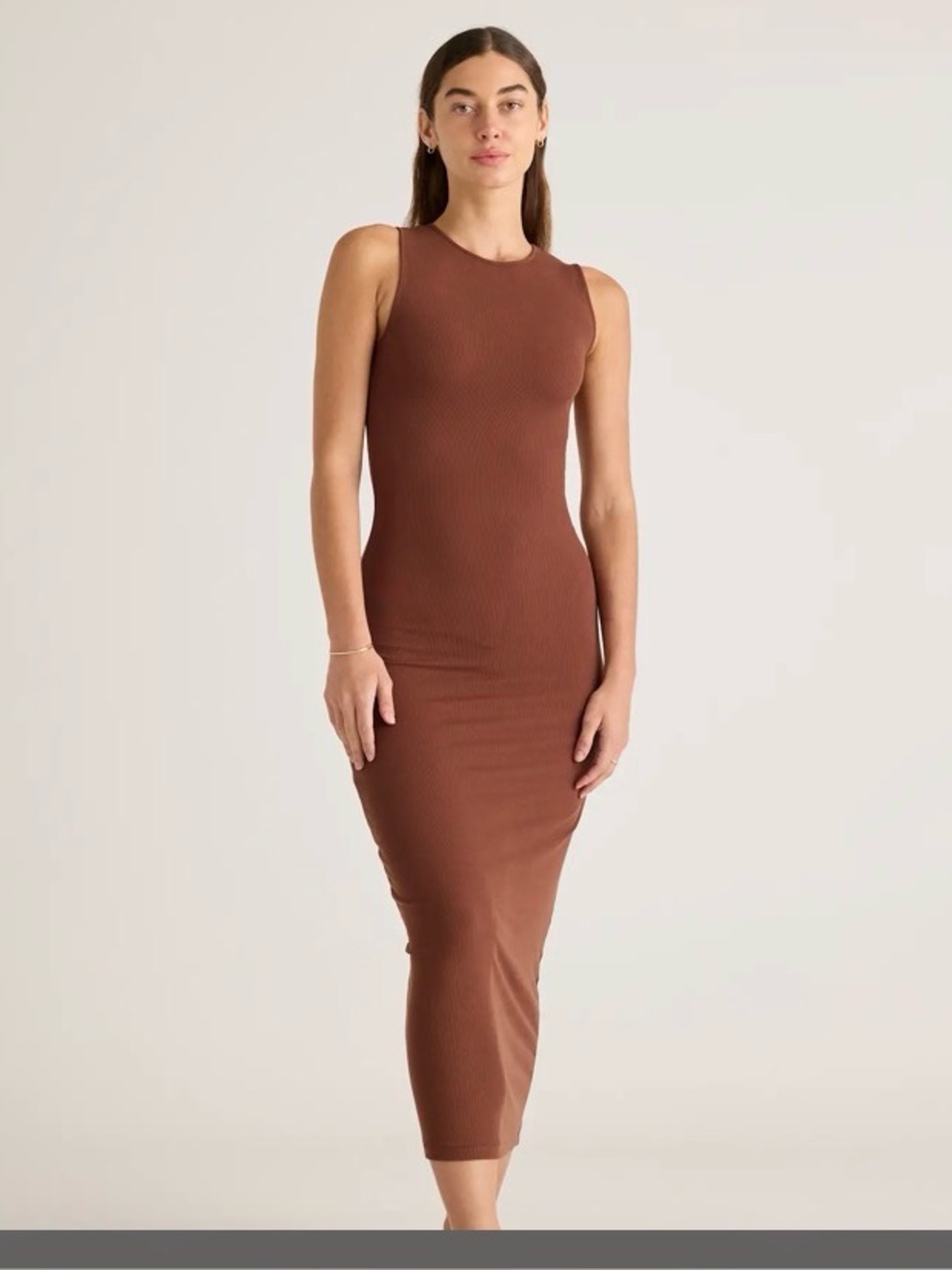 Quince Tencel Rib Knit Tank Midi Dress